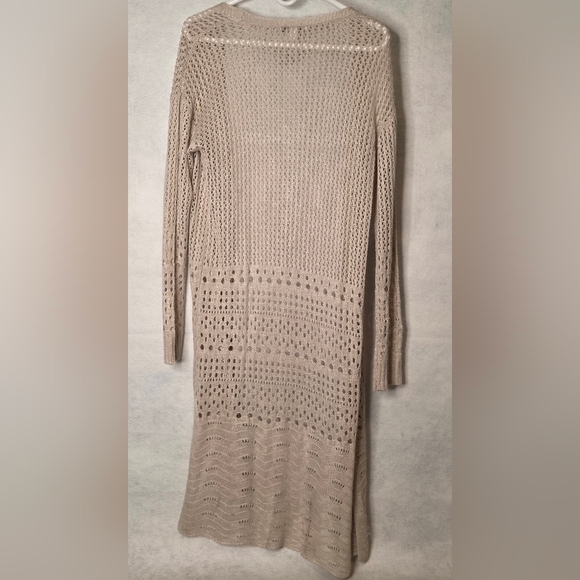 Moral‎ Fiber Tan Camel Lightweight Cardigan with Intricate Knit Patterns Size XL - Picture 6 of 7